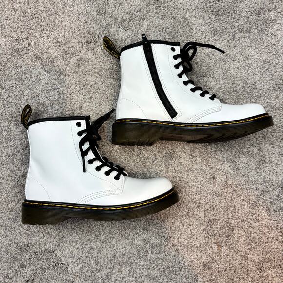 Dr. Marten White smooth leather lace up boots Youth 2 - Picture 2 of 8